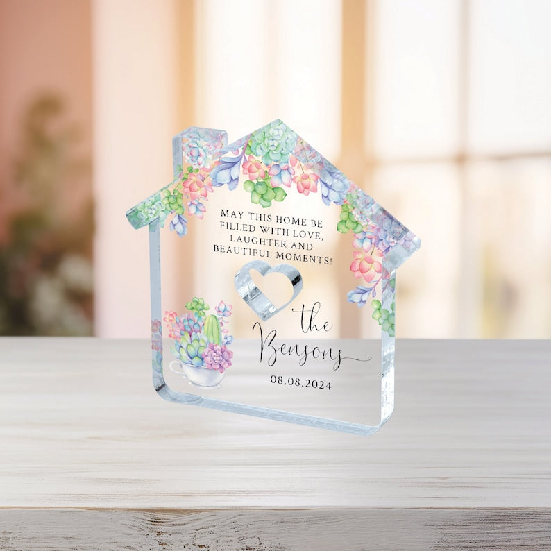 Housewarming Gift, New Home Gift,Personalized, New Home Acrylic Plaque, Floral Realtor Closing Gift, Our First Home Gift, Gift for Homeowner