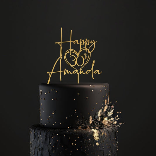 Happy 30th Birthday Cake Topper, Happy birthday cake topper, Custom Cake Topper for Birthday, Personalized 25th 30th 40th 50th Birthday il_794xN.6089439737_nag6.jpg