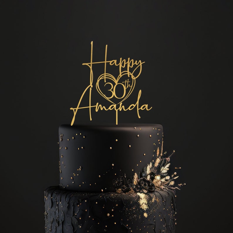 Happy 30th Birthday Cake Topper, Happy birthday cake topper, Custom Cake Topper for Birthday, Personalized 25th 30th 40th 50th Birthday