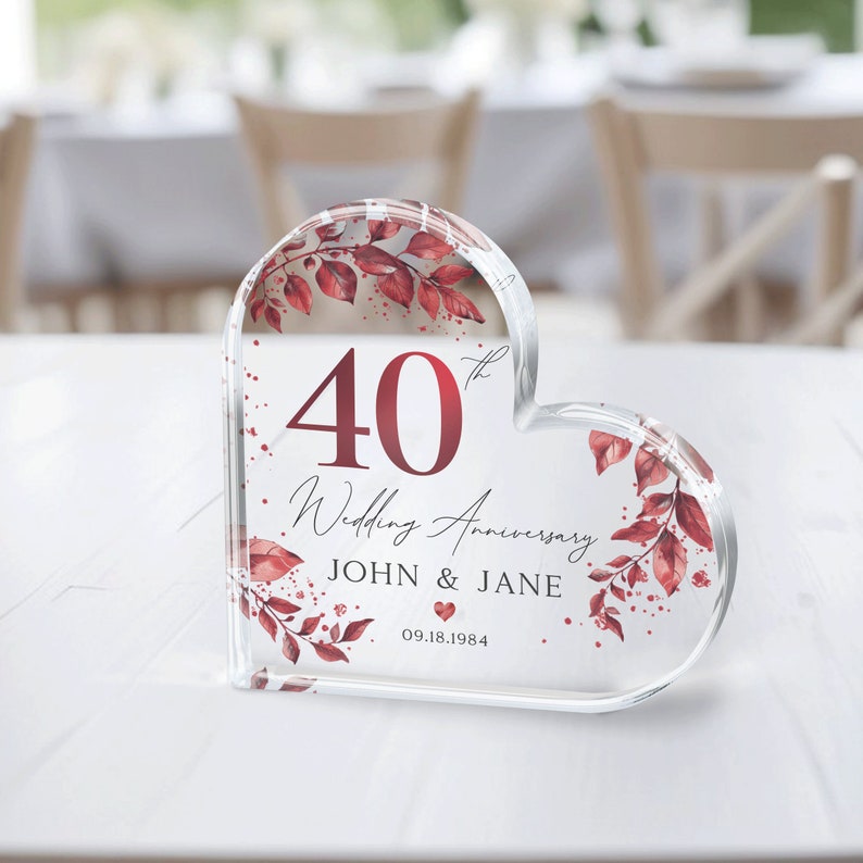 Personalized Ruby 40th Anniversary Gift, Ruby Anniversary Gift, 40th Anniversary Plaque, 40th Wedding Anniversary Gift, Gift for Parents