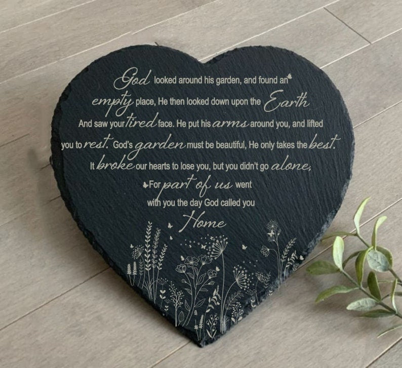 God's Garden, Garden Stone Sympathy Gift, Slate Grave Marker, Keepsake, Remembrance, Bereavement Gift, Loss of a Loved One, Grave Decoration