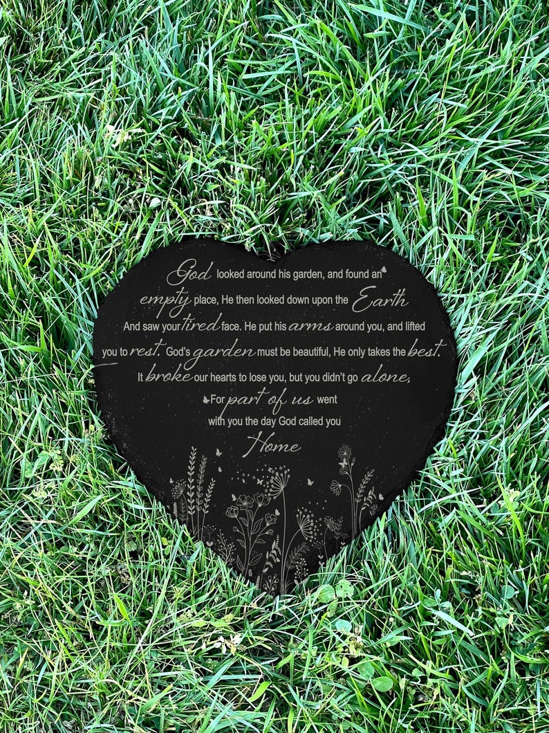 God's Garden, Garden Stone Sympathy Gift, Slate Grave Marker, Keepsake, Remembrance, Bereavement Gift, Loss of a Loved One, Grave Decoration