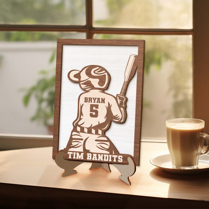 Personalized Baseball Player Wooden Sign, Custom Father's Day Gift, Baseball Gift for Dad Gift for Grandpa, Gift for Husband, Gift for Son