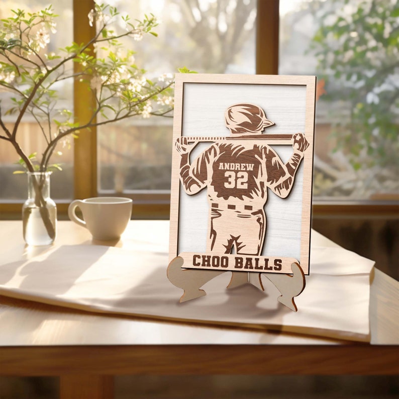 Personalized Baseball Player Wooden Sign, Custom Father's Day Gift, Baseball Gift for Dad Gift for Grandpa, Gift for Husband, Gift for Son