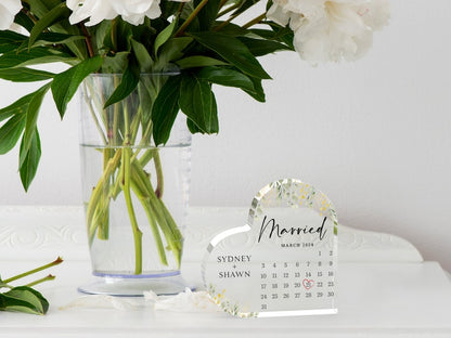 Personalized Engagement Gift, Engagement Calendar Acrylic Plaque, Wedding Gift for Couple, Engagement Keepsake Gift, Engaged Gift for Couple