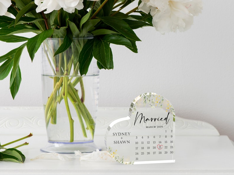 Personalized Engagement Gift, Engagement Calendar Acrylic Plaque, Wedding Gift for Couple, Engagement Keepsake Gift, Engaged Gift for Couple