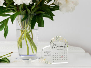 Personalized Engagement Gift, Engagement Calendar Acrylic Plaque, Wedding Gift for Couple, Engagement Keepsake Gift, Engaged Gift for Couple