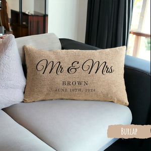 Custom Pillow, Personalized Pillow, Couple Pillow, Mr and Mrs Pillow, Wedding Pillow, Engagement Gift for Couple, Custom Wedding Gift