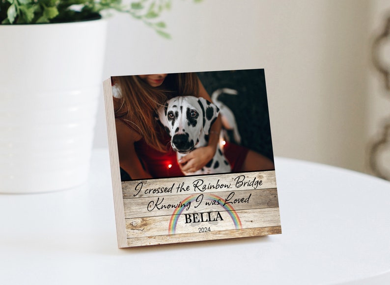 Personalized Pet Memorial Gift - Wood Photo Block - 4 or 6 - Dog Loss Gift, Dog Memorial Gift, Pet Memorial, Dog Memorial, Rainbow Bridge