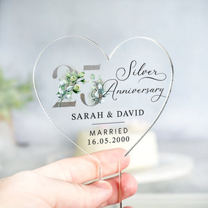 Personalised 25th Anniversary Cake Topper, Silver Anniversary Cake Topper, Wedding Cake Topper, 25th Anniversary Gifts, Cake Decorations