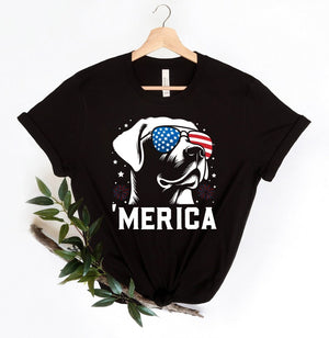 Labrador Retriever 'Merica Shirt | 4th of July Dog Shirt | Patriotic Labrador Tee | American Flag Dog Shirt | USA Dog Lover Gift | Dog Shirt
