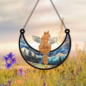 Personalized Cat Angel Memorial Suncatcher, Custom Cat Loss Sympathy Gift, Custom Pet Memorial Suncatcher, Cat Memorial Gift, Pet Suncatcher