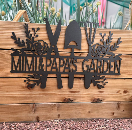 Custom Metal Garden Sign, Customizable, Rose Garden Sign, Garden or Greenhouse Decor, Personalized Metal Sign, Garden Sign with Roses.