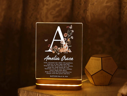 Personalized Baptized Acrylic Night Light, Custom Name, Nursery Decor, Baby Shower Gift, Personalized Nursery Gift,Newborn Gift,Gift For Kid