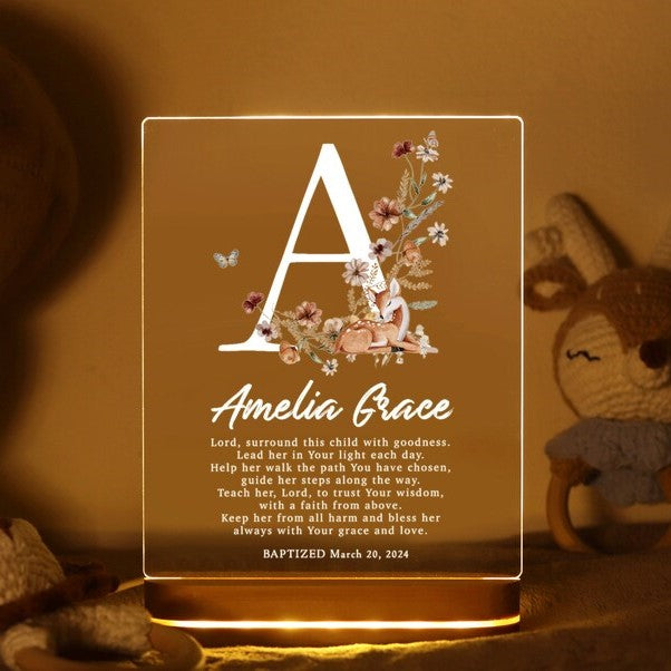 Personalized Baptized Acrylic Night Light, Custom Name, Nursery Decor, Baby Shower Gift, Personalized Nursery Gift,Newborn Gift,Gift For Kid