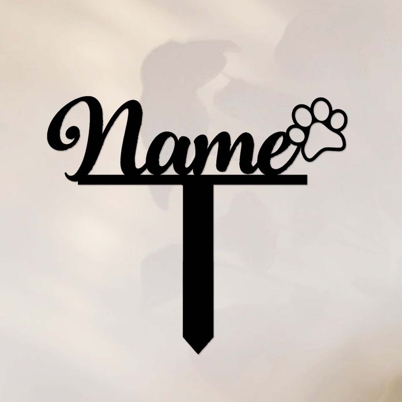 Personalized Pet Name Memorial Stake,Cat Dog Pet Metal Grave Marker with Paw Print,Custom Pet Cemetery Stake,Loss of Dog Pet Sympathy Gift