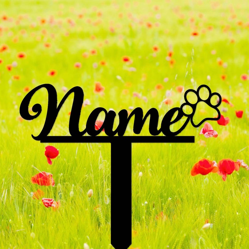 Personalized Pet Name Memorial Stake,Cat Dog Pet Metal Grave Marker with Paw Print,Custom Pet Cemetery Stake,Loss of Dog Pet Sympathy Gift