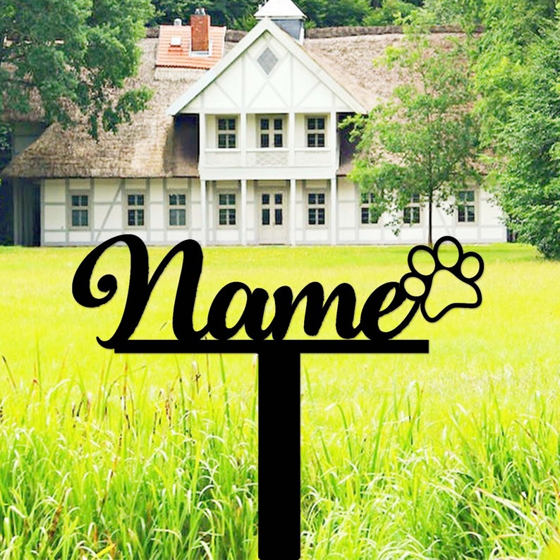 Personalized Pet Name Memorial Stake,Cat Dog Pet Metal Grave Marker with Paw Print,Custom Pet Cemetery Stake,Loss of Dog Pet Sympathy Gift