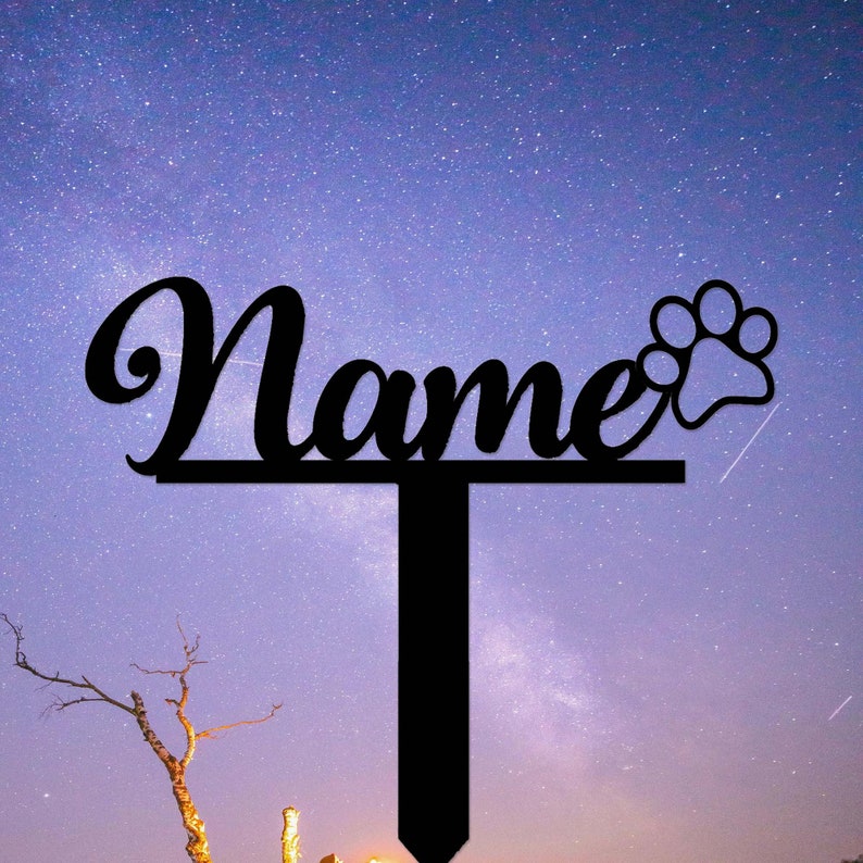 Personalized Pet Name Memorial Stake,Cat Dog Pet Metal Grave Marker with Paw Print,Custom Pet Cemetery Stake,Loss of Dog Pet Sympathy Gift