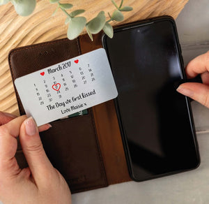 Personalised Our First Kiss Brushed Metal Wallet Card - Custom Romantic Keepsake