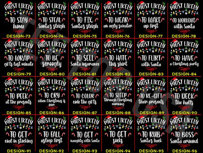 168 Quotes Most Likely to Christmas Shirts,Matching Family Christmas Shirts,Funny Christmas 2025 Party Tee,Matching Pajamas,Long Sleeve,Xmas