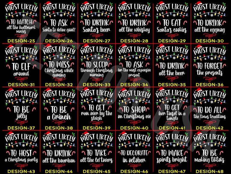 168 Quotes Most Likely to Christmas Shirts,Matching Family Christmas Shirts,Funny Christmas 2025 Party Tee,Matching Pajamas,Long Sleeve,Xmas