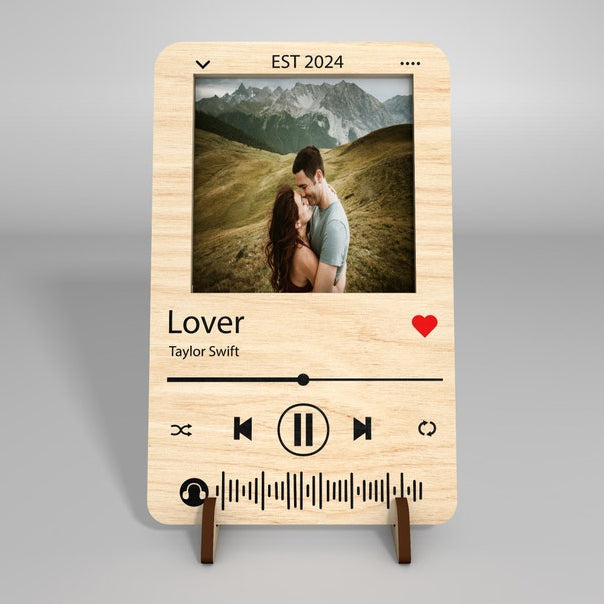 Personalized Song Plaque Photo Frames,Valentine Music Picture Frame, Spotify Playlist Music,Picture Frame With Stand