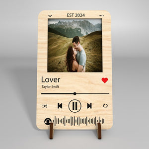 Personalized Song Plaque Photo Frames,Valentine Music Picture Frame, Spotify Playlist Music,Picture Frame With Stand