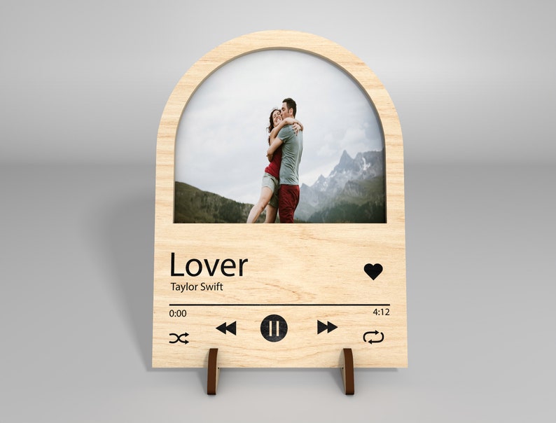 Personalized Song Plaque Photo Frames,Valentine Music Picture Frame, Spotify Playlist Music,Picture Frame With Stand