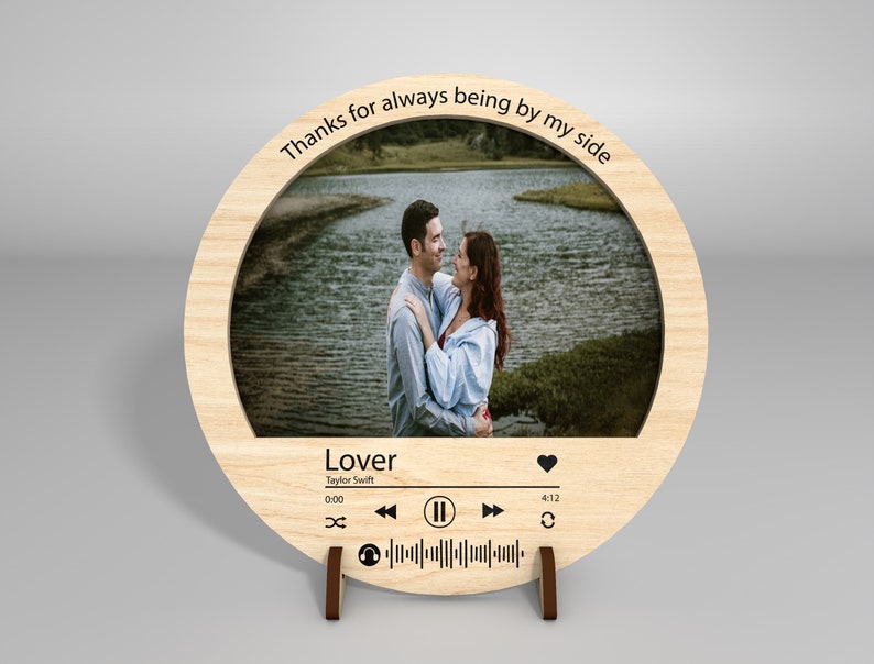 Personalized Song Plaque Photo Frames,Valentine Music Picture Frame, Spotify Playlist Music,Picture Frame With Stand