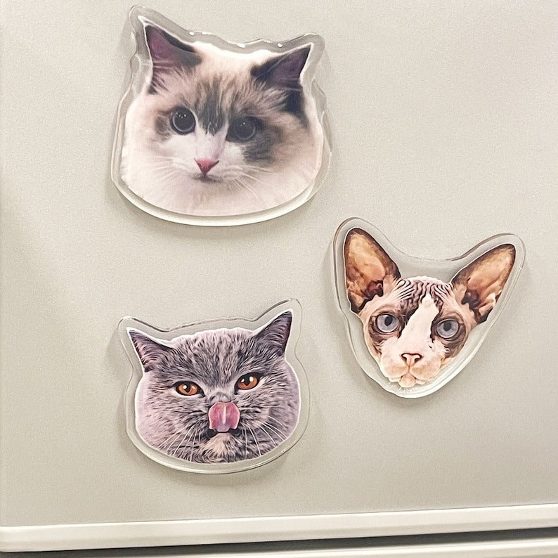 Custom Pet Fridge Magnet - Personalized Dog or Cat Face Refrigerator Magnet, Kitchen Decor, Pet Lover Gift, Unique Home Decoration