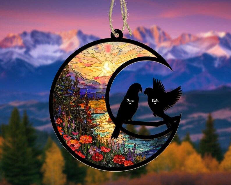 Personalized Parrot Memorial Suncatcher, Bird Memorial Gift, Cockatiel Gift, Loss Of Pet Sympathy Gift, Loss of Parrot Gift, Bird Lover Gift