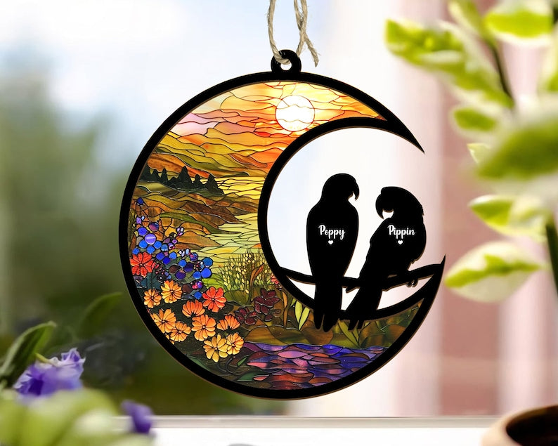 Personalized Parrot Memorial Suncatcher, Bird Memorial Gift, Cockatiel Gift, Loss Of Pet Sympathy Gift, Loss of Parrot Gift, Bird Lover Gift