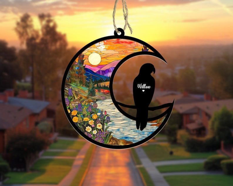 Personalized Parrot Memorial Suncatcher, Bird Memorial Gift, Cockatiel Gift, Loss Of Pet Sympathy Gift, Loss of Parrot Gift, Bird Lover Gift