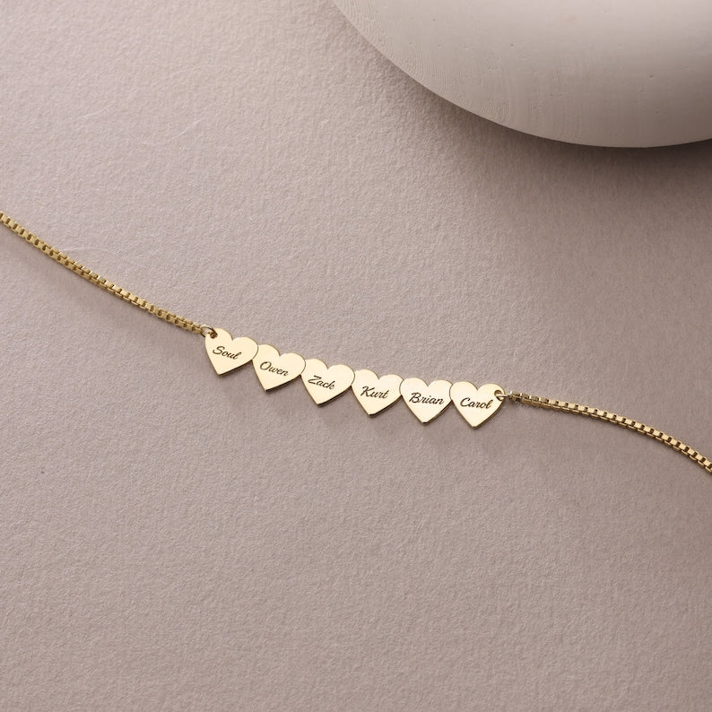 Custom Heart Necklace, Multiple Name Necklace, Personalized Name Necklace, Family Necklace, Mom Gifts, Jewelry Gift For Her, Christmas Gift