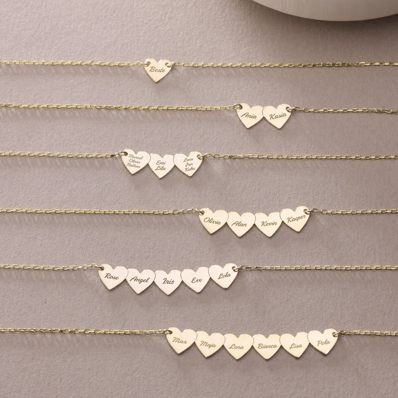 Custom Heart Necklace, Multiple Name Necklace, Personalized Name Necklace, Family Necklace, Mom Gifts, Jewelry Gift For Her, Christmas Gift