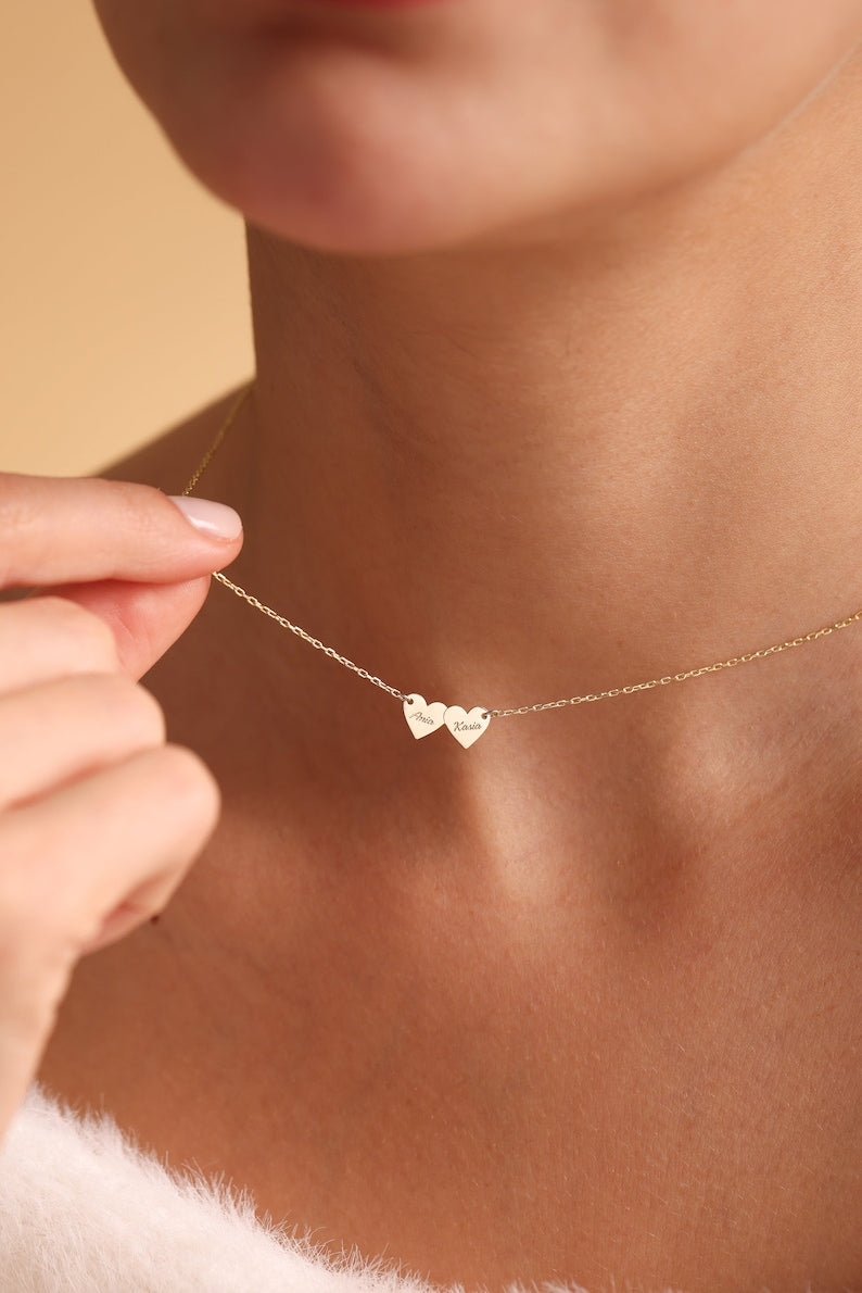 Custom Heart Necklace, Multiple Name Necklace, Personalized Name Necklace, Family Necklace, Mom Gifts, Jewelry Gift For Her, Christmas Gift