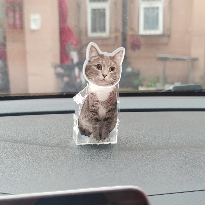 Custom Acrylic Pet Photo Bobblehead, Personalized Cat\Dog Picture shake head Ornament, Unique Auto Decoration, Novel Gifts for Dad Boyfriend