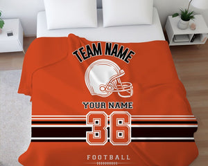 Personalized Name Number Football Blanket, Custom Game Day Gift for Football Lover, Perfect Gift for Dad & Son, Man Cave Gift for Sports Fan