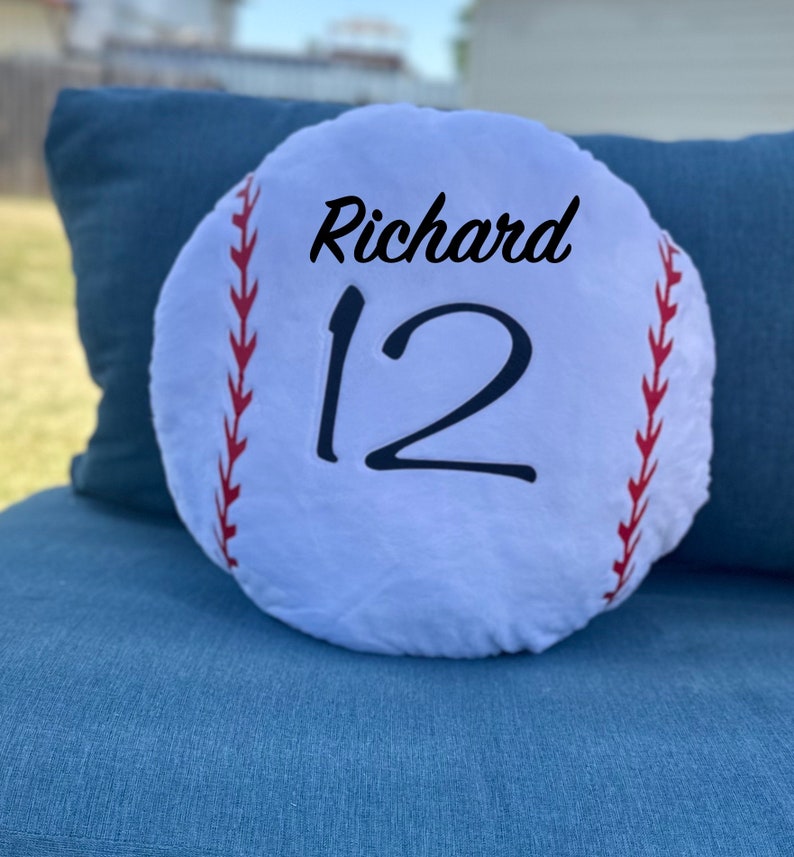 Personalized Baseball Pillow: Custom Name & Number, Sports Decor