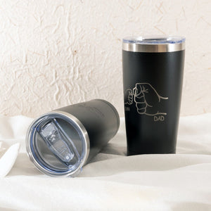 Dad Fist Bump Kids Names Tumbler, Christmas Gift for Daddy, Tumbler 30oz Stainless Steel Cup, Personalised Tumbler for Dad