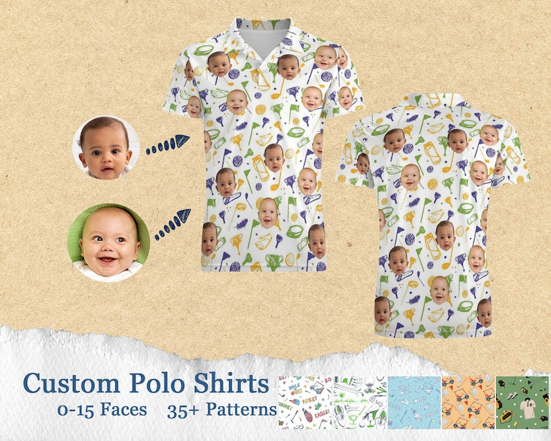 Custom Face Polo Shirt for Golfer Face on shirt gifts for husband Personalized Short Sleeve Golf Shirt Custom Polo for Golfer, Gifts for Mom il_794xN.6107027311_3r7c.jpg