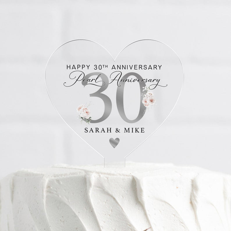 Personalised 30th Anniversary Cake Topper, Pearl Anniversary Cake Topper, Wedding Cake Topper, 30th Anniversary Gifts, Cake Decorations