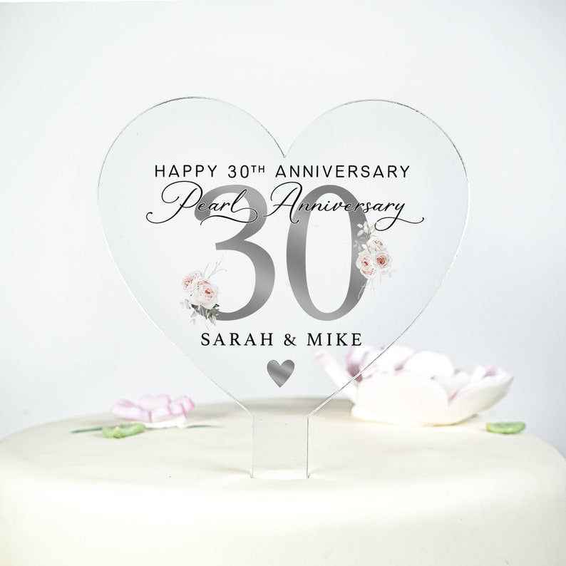 Personalised 30th Anniversary Cake Topper, Pearl Anniversary Cake Topper, Wedding Cake Topper, 30th Anniversary Gifts, Cake Decorations