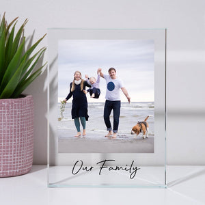 Personalised Our Family Photo Glass Block UV Printed Gifts Ideas For Birthday Christmas Mothers Day Fathers Day Memories Image Family Print