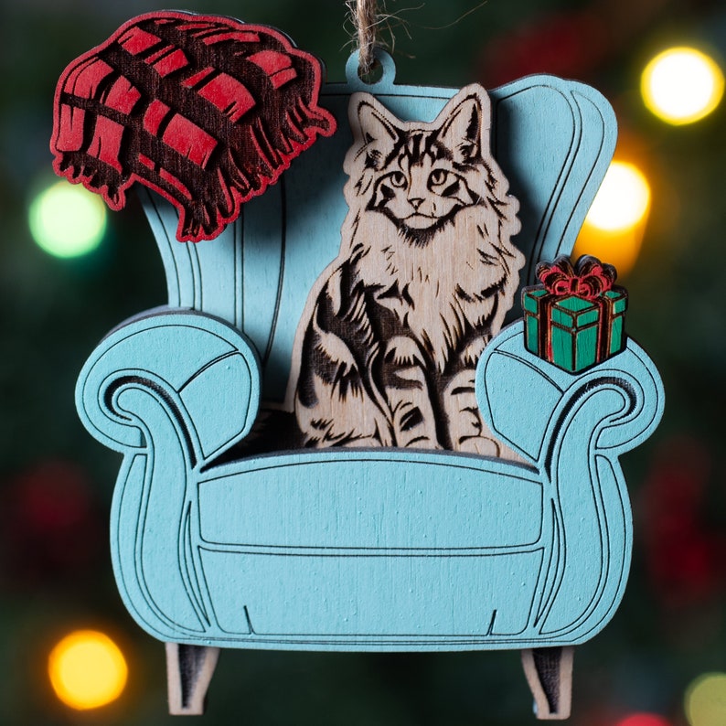 Christmas Layer Ornament, Interchangeable Cat Breed Christmas Armchair Ornament, Cat Lady Gift