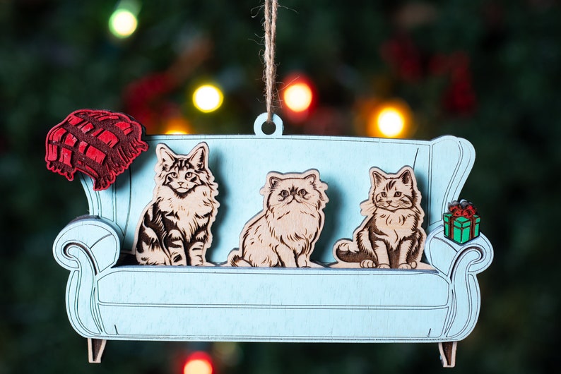 Christmas Layer Ornament, Interchangeable Cat Breed Christmas Armchair Ornament, Cat Lady Gift