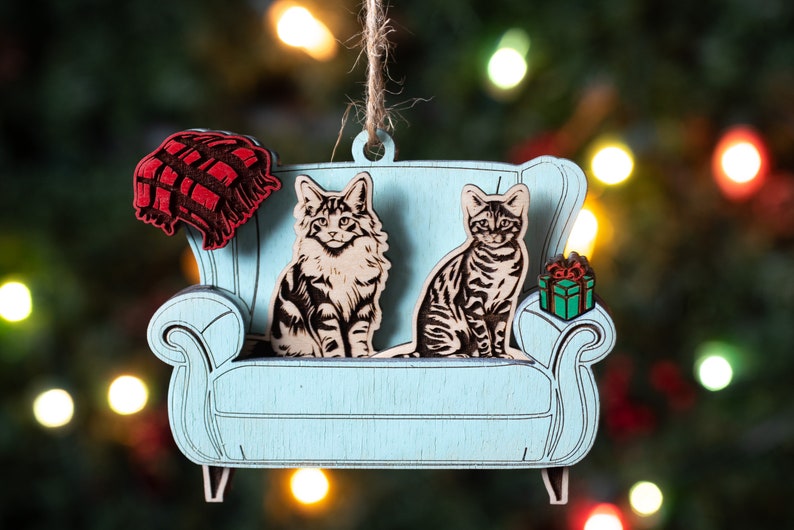 Christmas Layer Ornament, Interchangeable Cat Breed Christmas Armchair Ornament, Cat Lady Gift