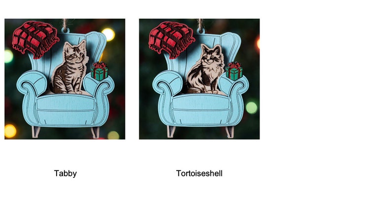 Christmas Layer Ornament, Interchangeable Cat Breed Christmas Armchair Ornament, Cat Lady Gift