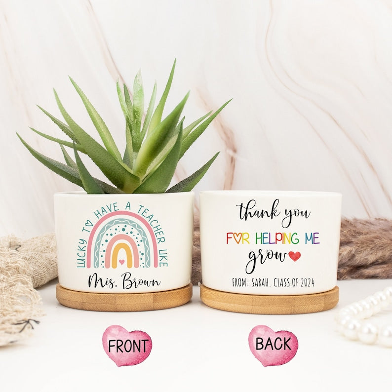 Thank You Teacher Gifts,Teacher Appreciation Gift,Custom Plant Pot, Flower Pot for Teacher, End Of Year Gift for Teacher, Thank You Gifts